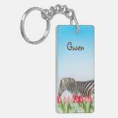 Een Zebra van de Tulpen Sleutelhanger (Voorkant Links)