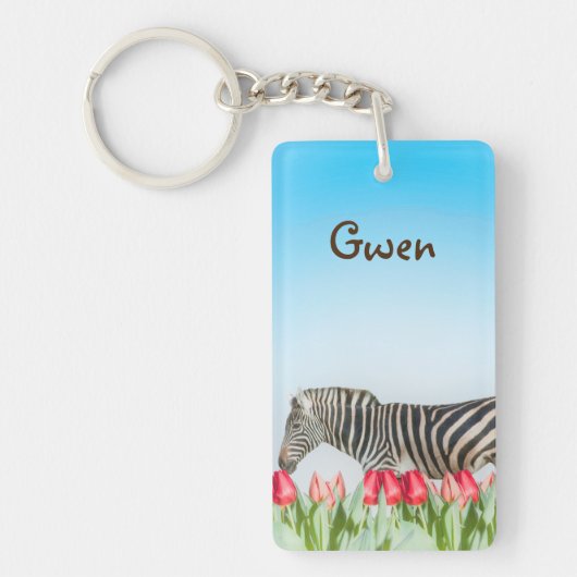 Een Zebra van de Tulpen Sleutelhanger (Voorkant)