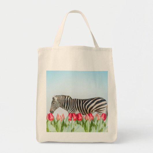 Een Zebra van de Tulpen Tote Bag (Voorkant)