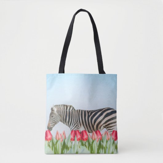 Een Zebra van de Tulpen Tote Bag (Voorkant)