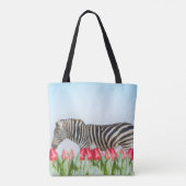 Een Zebra van de Tulpen Tote Bag (Achterkant)