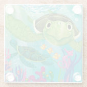 Een Zee-schildpad Glazen Onderzetter (Achterkant)