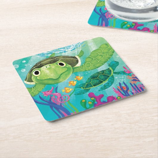 Een Zee-schildpad Kartonnen Onderzetters (Schuin)