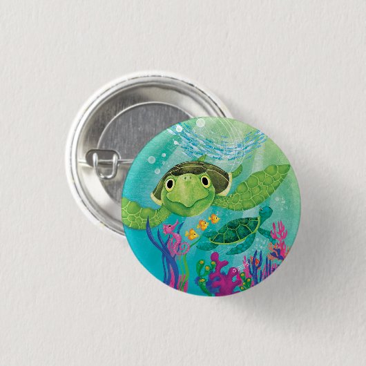 Een Zee-schildpad Ronde Button 3,2 Cm (Voorkant /achterkant)