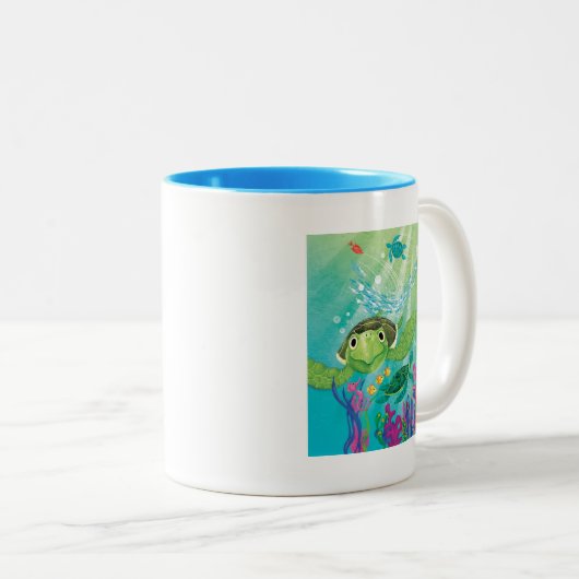 Een Zee-schildpad Tweekleurige Koffiemok (Voorkant rechts)