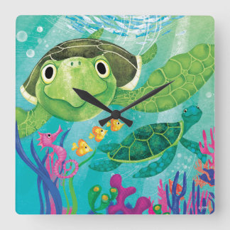 Een Zee-schildpad Vierkante Klok