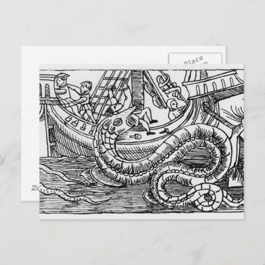 Een Zee serpent Briefkaart (Voorkant / Achterkant)