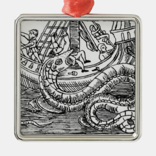 Een Zee serpent Metalen Ornament