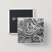Een Zee serpent Vierkante Button 5,1 Cm (Voorkant /achterkant)