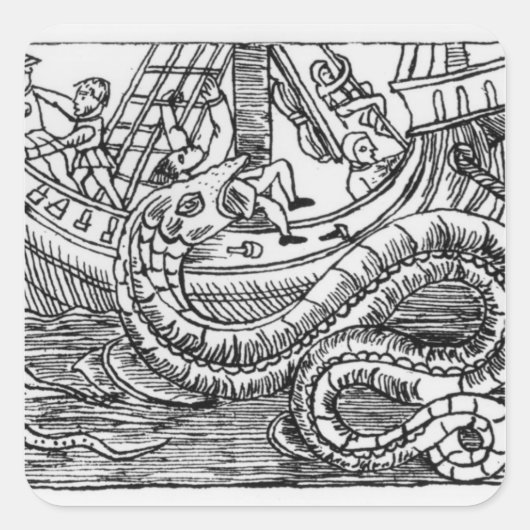 Een Zee serpent Vierkante Sticker (Voorkant)