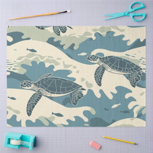 Een Zee Turtle Series Design 3 Tissuepapier (Craft)