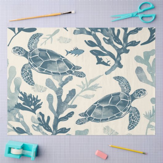 Een Zee Turtle Series Design 4 Tissuepapier (Craft)