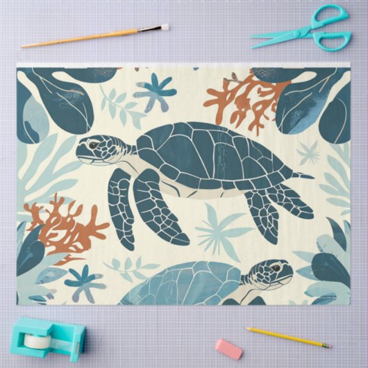 Een Zee Turtle Series Design 6 Tissuepapier (Craft)