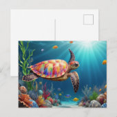 Een Zee Turtle's Zwemmen in de oceaan Diepten Briefkaart (Voorkant / Achterkant)