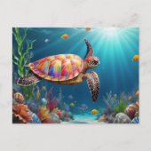 Een Zee Turtle's Zwemmen in de oceaan Diepten Briefkaart (Voorkant)