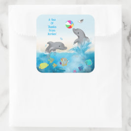 Een Zee van Bedankt Dolphin Ocean Volleybal Vierkante Sticker