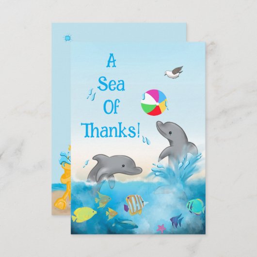 Een Zee van Dank Dolfijn Volleybal Oceaan Bedankkaart (Voorkant / Achterkant)