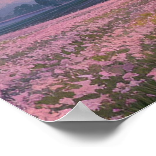 Een zee van Roze Bloemen Poster (Hoek)