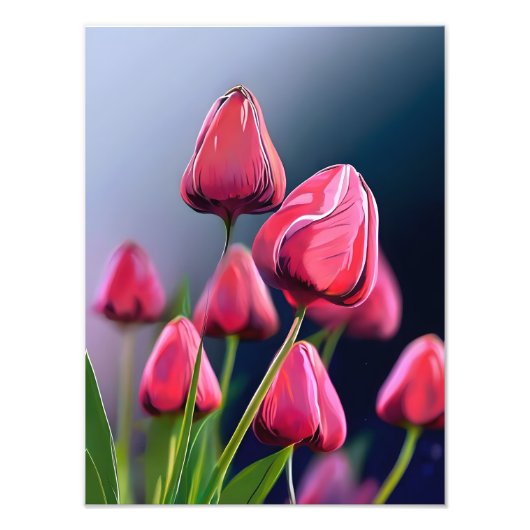 Een Zee van Roze Tulpen Foto Afdruk (Voorkant)