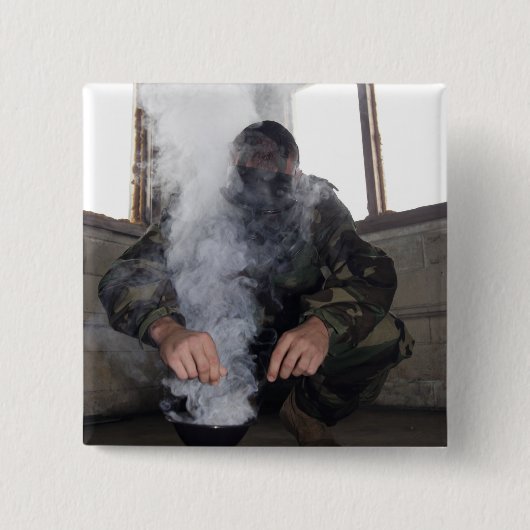 Een zee vult de gaskamer met meer CS-gas Vierkante Button 5,1 Cm (Voorkant)