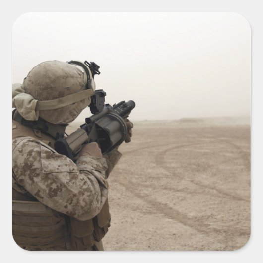 Een zee vuurt de M-32 Vierkante Sticker (Voorkant)