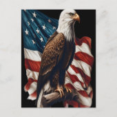 Een zeearend op een golvende Amerikaanse vlag Briefkaart (Voorkant)