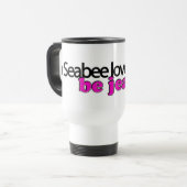 Een zeebee houdt van mij, wees jaloers! reisbeker (Voorkant links)