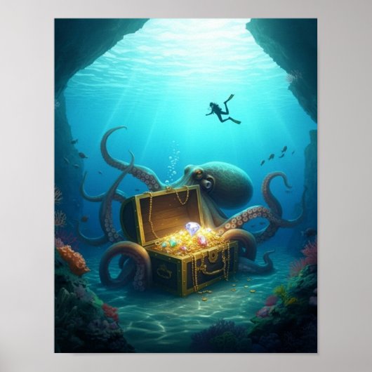 Een zeedier beschermt een schat poster (Voorkant)