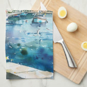 Een zeehaven theedoek (Quarter Fold)