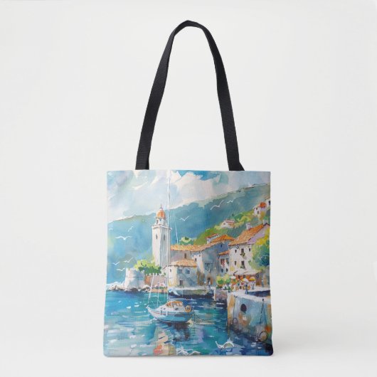 Een zeehaven tote bag (Voorkant)