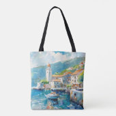 Een zeehaven tote bag (Achterkant)