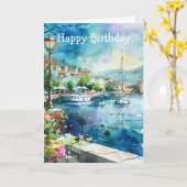 Een Zeehaven Verjaardag Kaart (Gele Bloem)