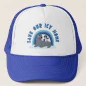 Een zeehond en een pinguïn "Red onze ijzige wereld Trucker Pet (Voorkant)