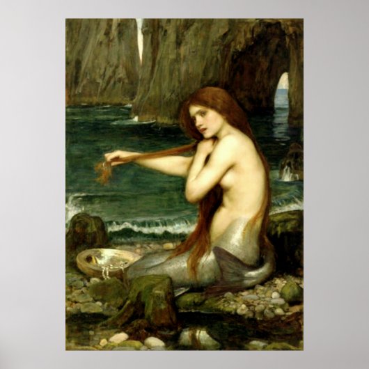 Een Zeemeermin (1901) ~ Kunstcanvas Poster (Voorkant)