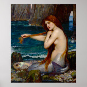 Een zeemeermin, c. 1900 door John Waterhouse Poster