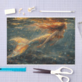 Een zeemeermin die op het wateroppervlak zit te gl tissuepapier (Craft)