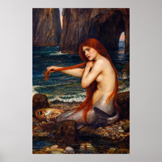 Een zeemeermin door John William Waterhouse Poster (Voorkant)