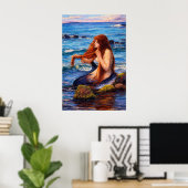 Een zeemeermin door John William Waterhouse Poster (Thuiskantoor)