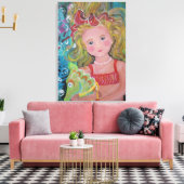 Een Zeemeermin & haar Huisdier Zeepaardje - Canvas (Insitu (Woonkamer))