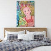 Een Zeemeermin & haar Huisdier Zeepaardje - Canvas (Insitu (Slaapkamer))