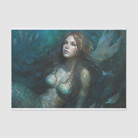 Een zeemeermin in de oceaan tissuepapier (Voorkant)