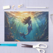 Een zeemeermin in een ondiepe onderwatergrot tissuepapier (Craft)