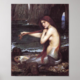 Een zeemeermin van J W Waterhouse, 1901 ontkoppeld Poster