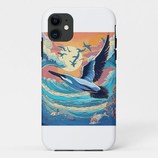 Een zeemeeuw indienen boven zee print telefoonhoes Case-Mate iPhone case (Achterkant)