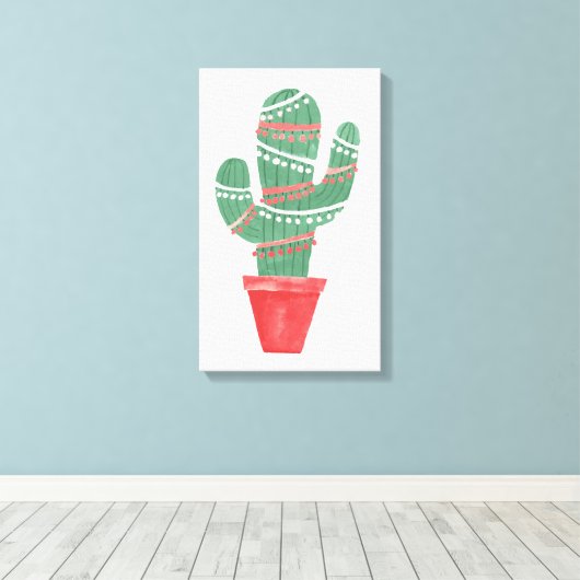 Een zeer Cactus kerstboom Canvas Afdruk (Insitu (Houten vloer))