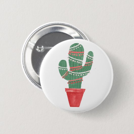 Een zeer Cactus kerstboom Ronde Button 5,7 Cm (Voorkant /achterkant)