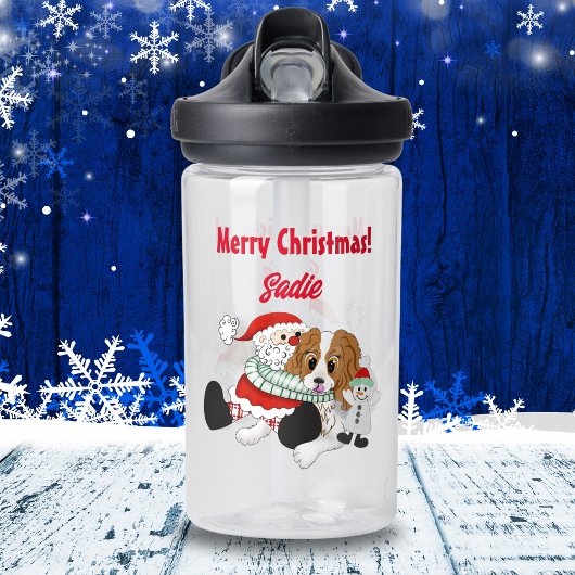 Een zeer Cavalier King Charles Kerstmis personalis Waterfles
