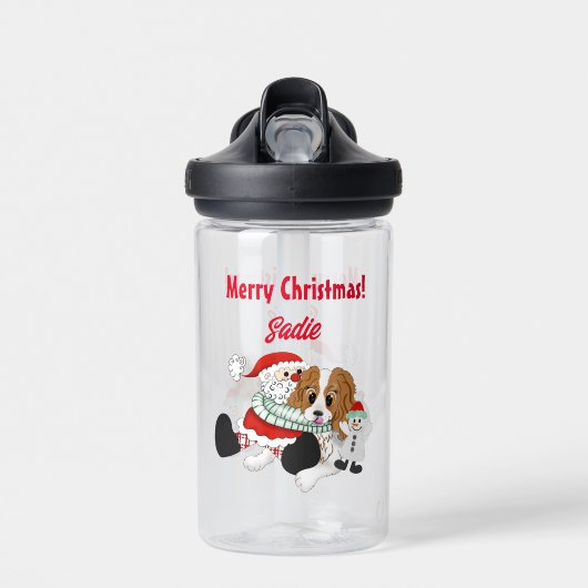 Een zeer Cavalier King Charles Kerstmis personalis Waterfles (Voorkant)