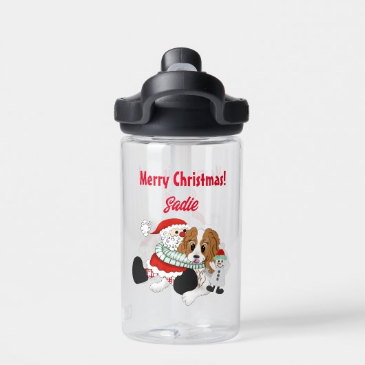 Een zeer Cavalier King Charles Kerstmis personalis Waterfles (Achterkant)