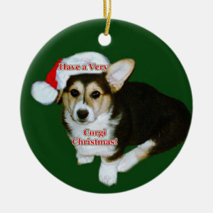 Een zeer Corgi-kerstgejubel Keramisch Ornament